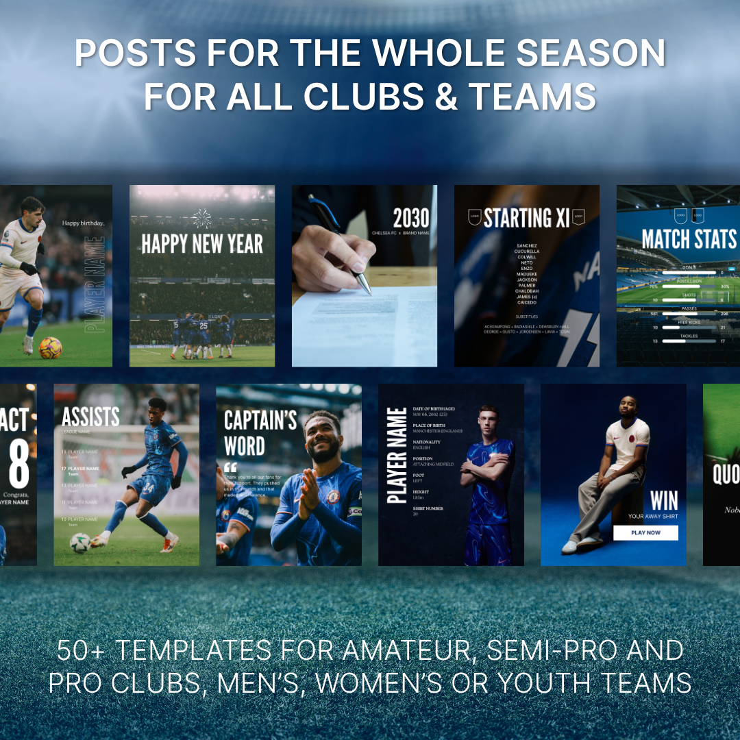 Templates pour réseaux sociaux | Football • Tous les sports | Collection 001
