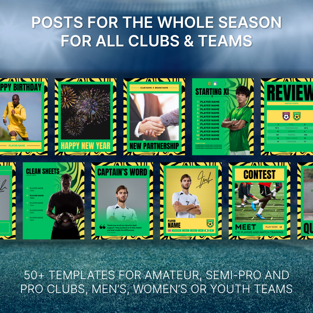 Templates pour réseaux sociaux | Football • Tous les sports | Collection 003