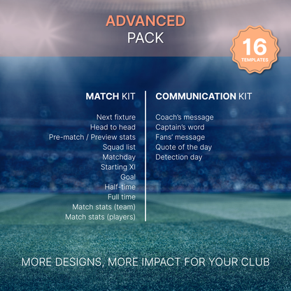 Templates pour réseaux sociaux | Football • Tous les sports | Collection 001