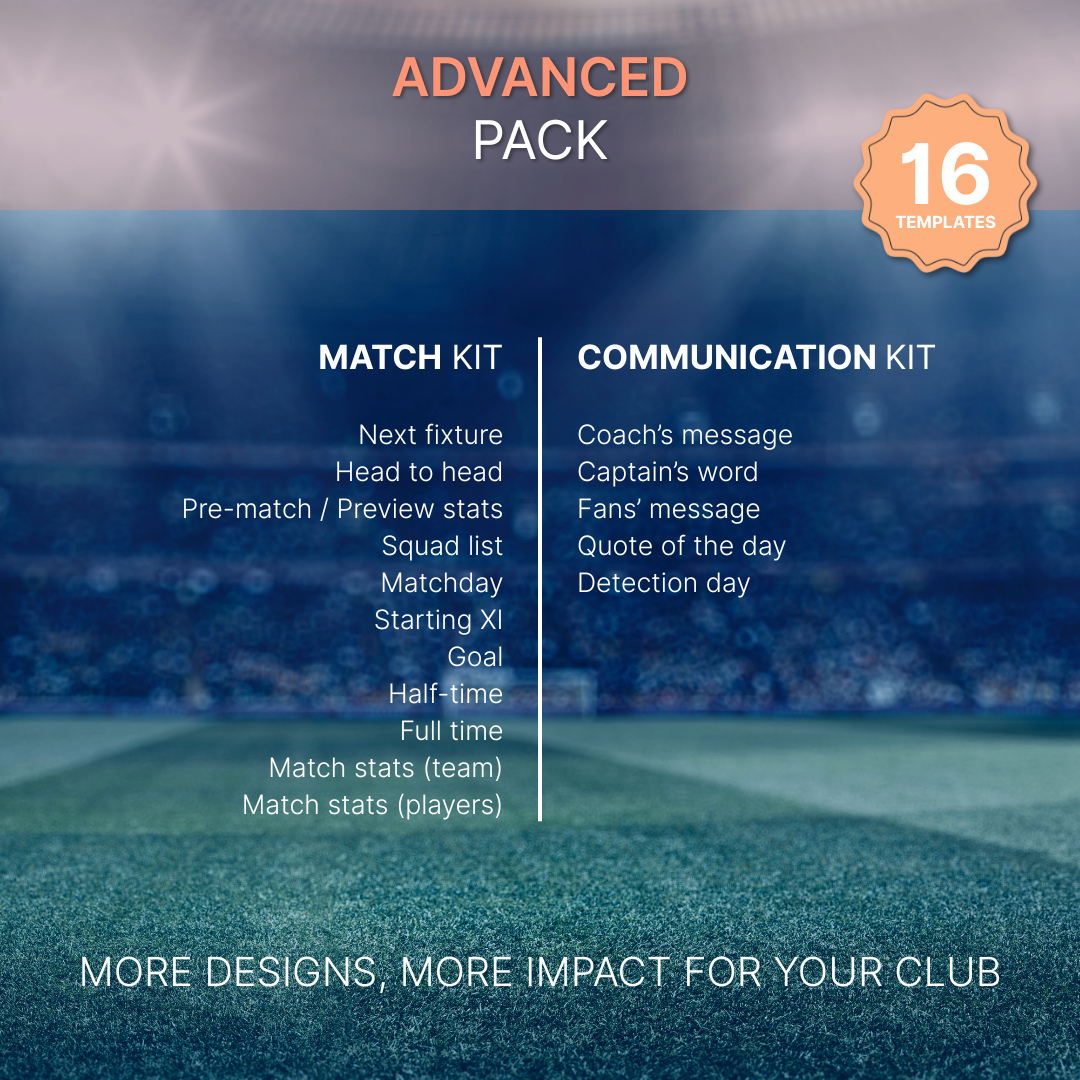 Templates pour réseaux sociaux | Football • Tous les sports | Collection 003