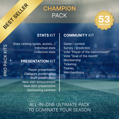 Templates pour réseaux sociaux | Football • Tous les sports | Collection 002