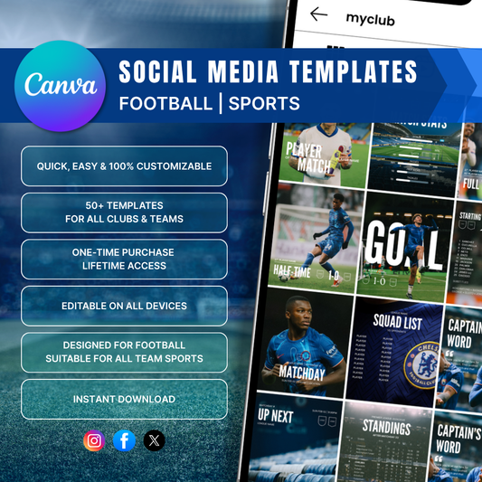 Templates pour réseaux sociaux | Football • Tous les sports | Collection 001