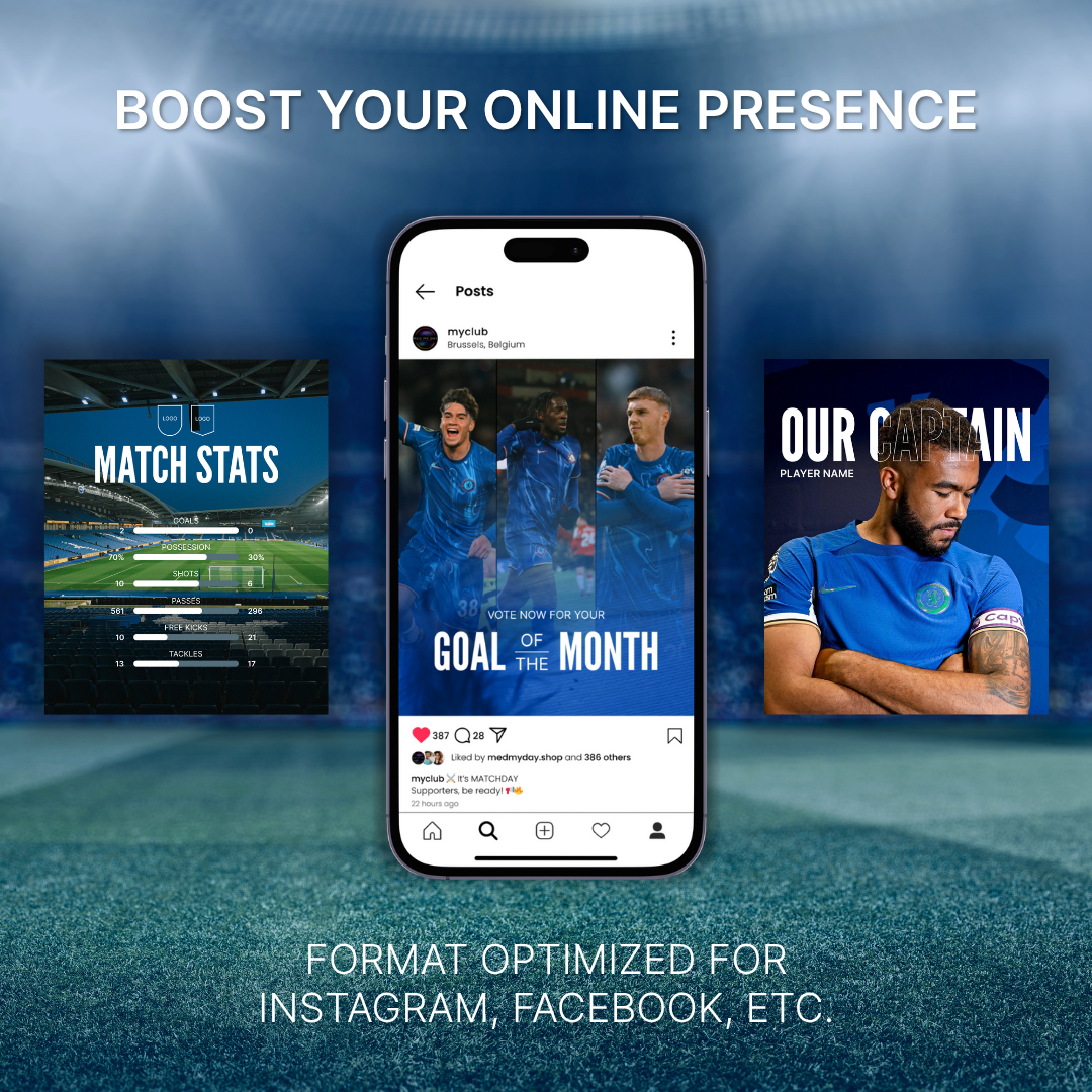 Templates pour réseaux sociaux | Football • Tous les sports | Collection 001