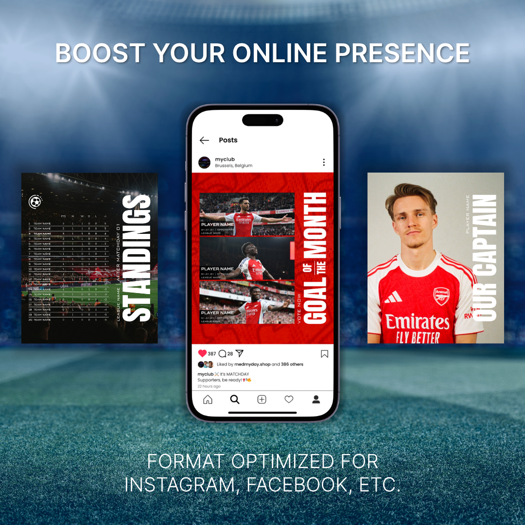 Templates pour réseaux sociaux | Football • Tous les sports | Collection 002