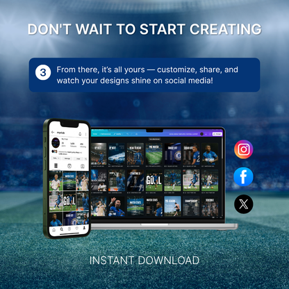 Templates pour réseaux sociaux | Football • Tous les sports | Collection 001