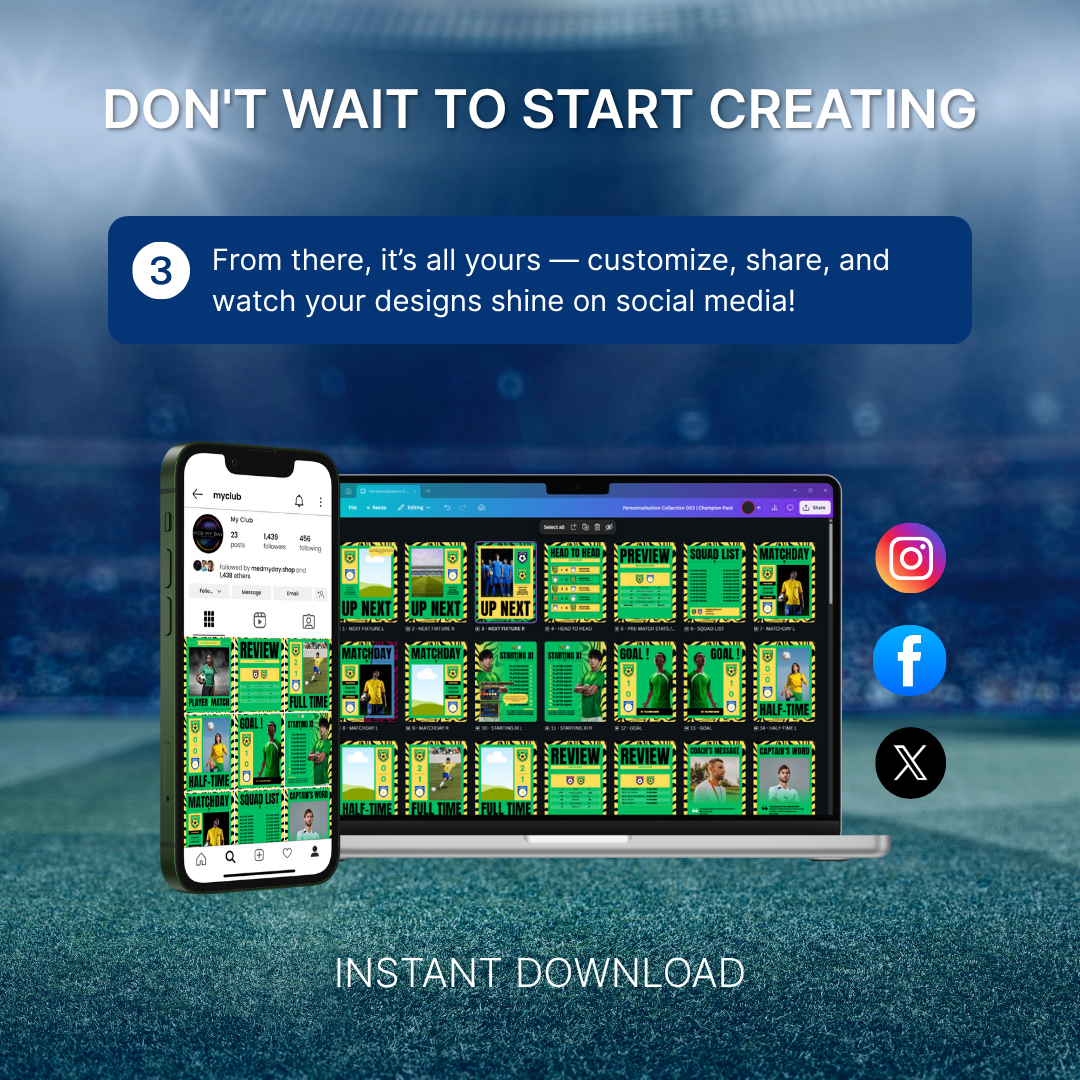 Templates pour réseaux sociaux | Football • Tous les sports | Collection 003