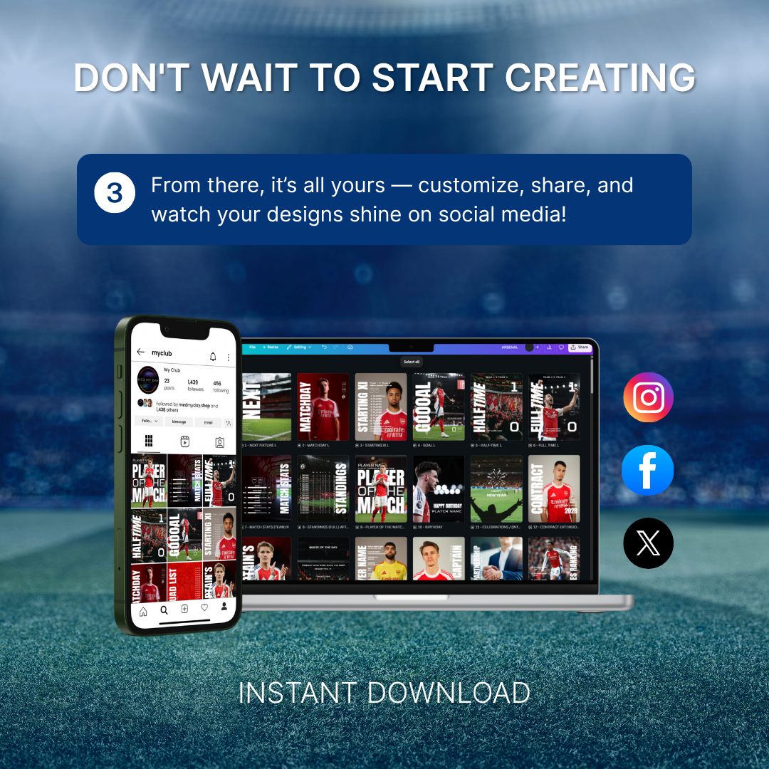 Templates pour réseaux sociaux | Football • Tous les sports | Collection 002