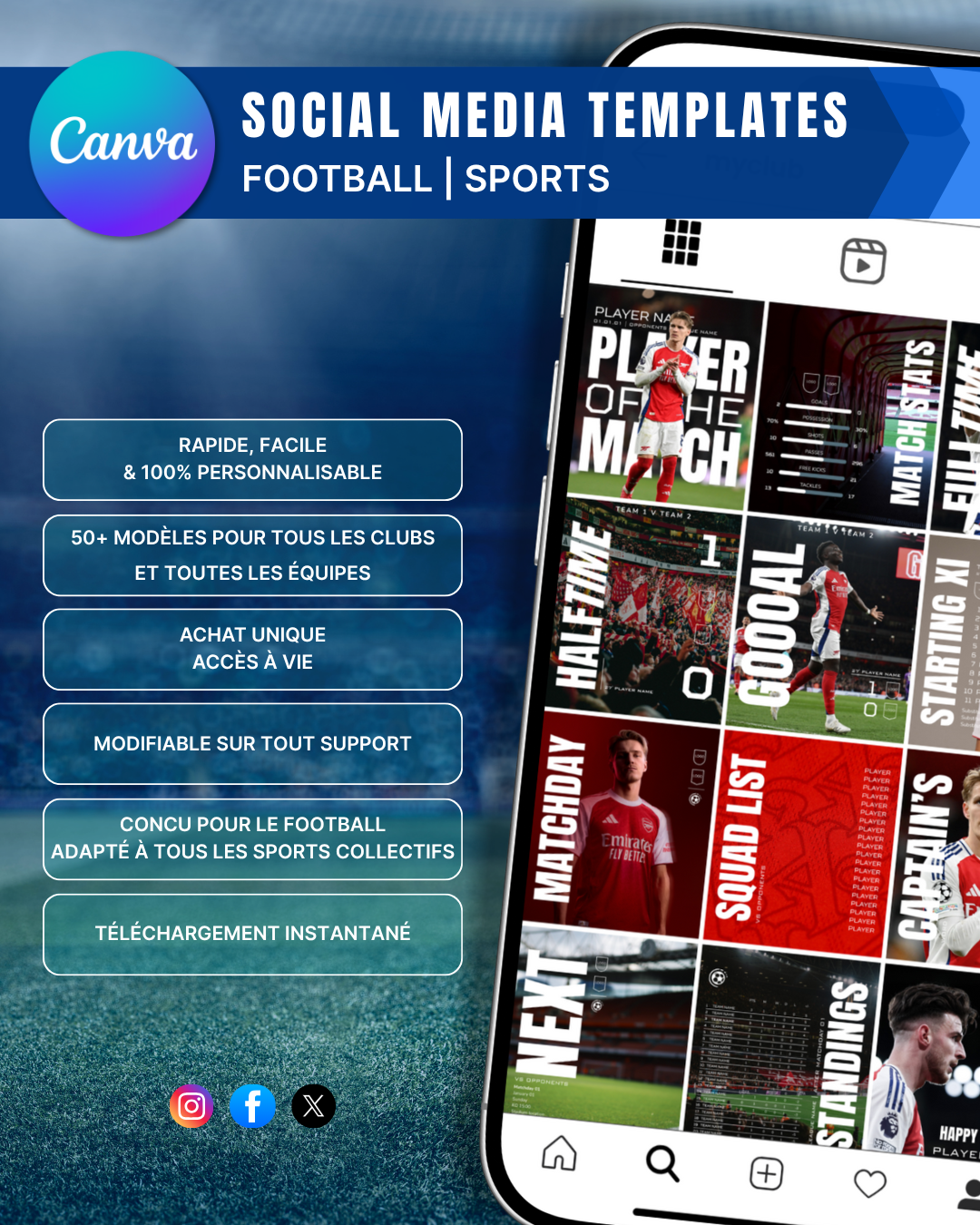 Templates pour réseaux sociaux | Football • Tous les sports | Collection Arsenal