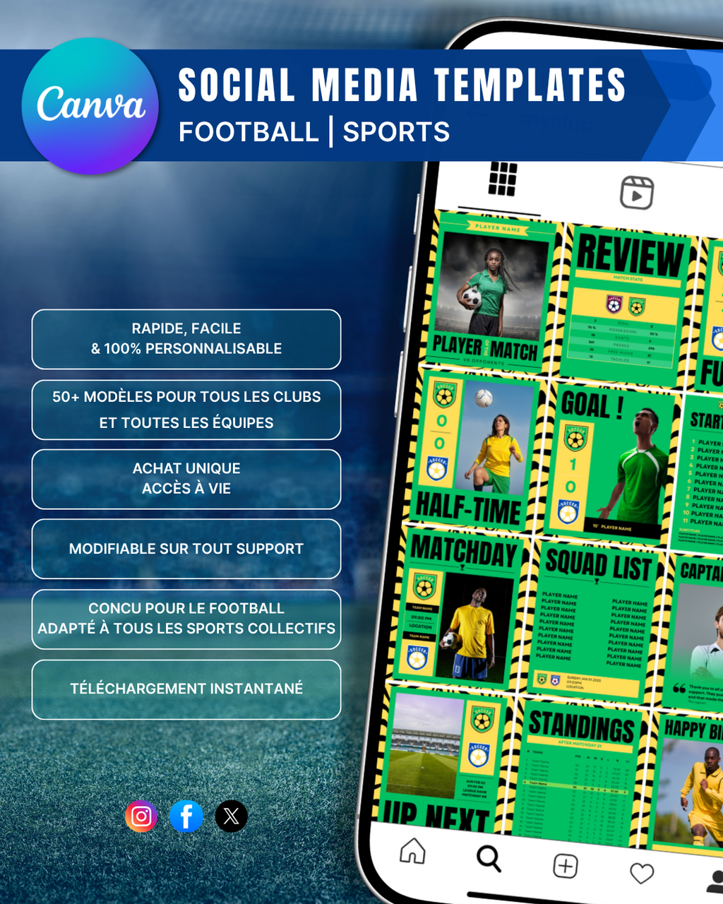 Templates pour réseaux sociaux | Football • Tous les sports | Collection Tigre