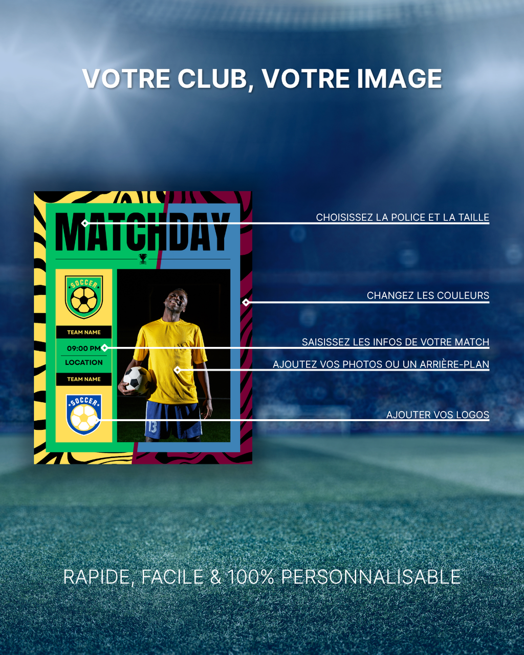 Templates pour réseaux sociaux | Football • Tous les sports | Collection Tigre
