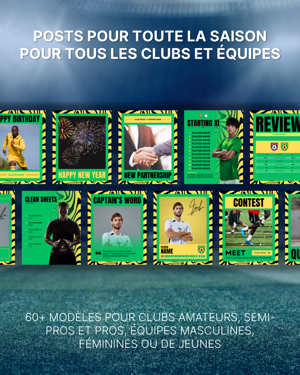 Templates pour réseaux sociaux | Football • Tous les sports | Collection Tigre