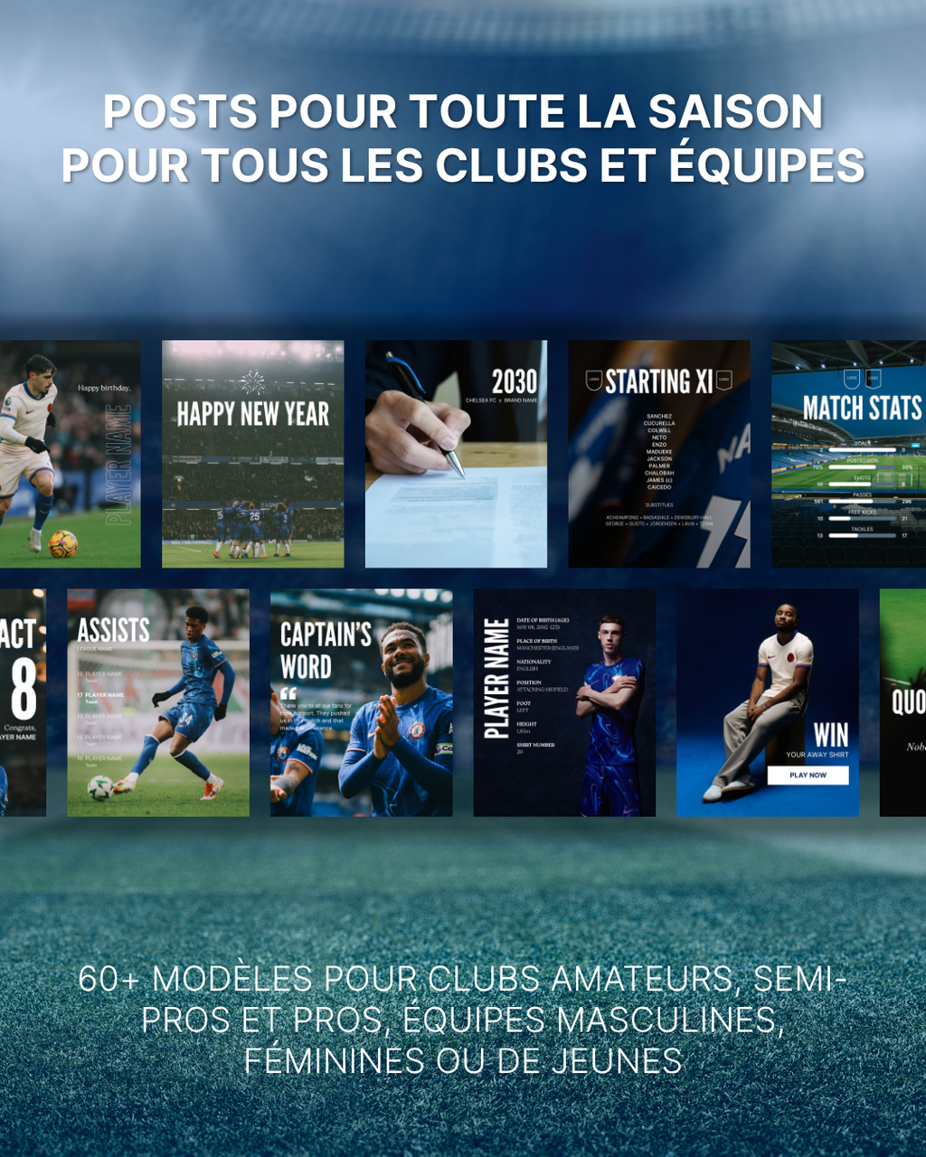 Templates pour réseaux sociaux | Football • Tous les sports | Collection 001