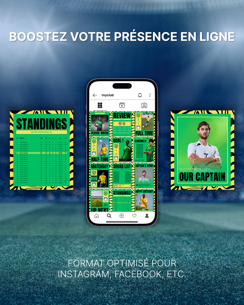Templates pour réseaux sociaux | Football • Tous les sports | Collection Tigre