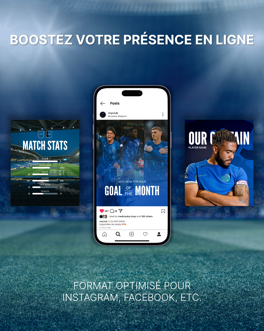 Templates pour réseaux sociaux | Football • Tous les sports | Collection 001