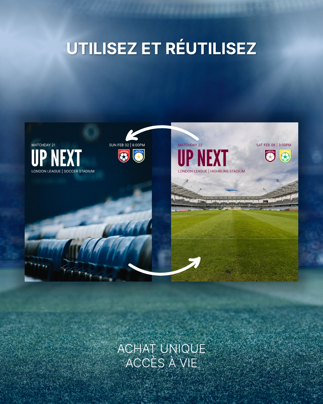 Templates pour réseaux sociaux | Football • Tous les sports | Collection 001
