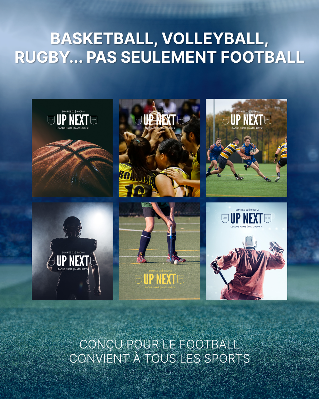 Templates pour réseaux sociaux | Football • Tous les sports | Collection 001