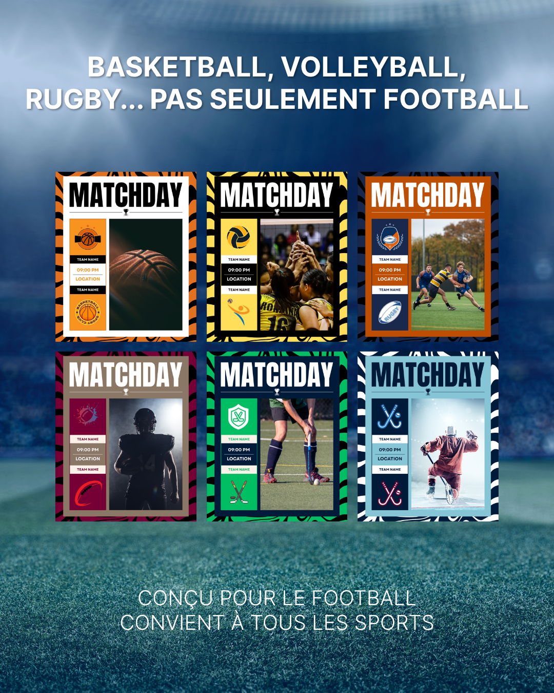 Templates pour réseaux sociaux | Football • Tous les sports | Collection Tigre