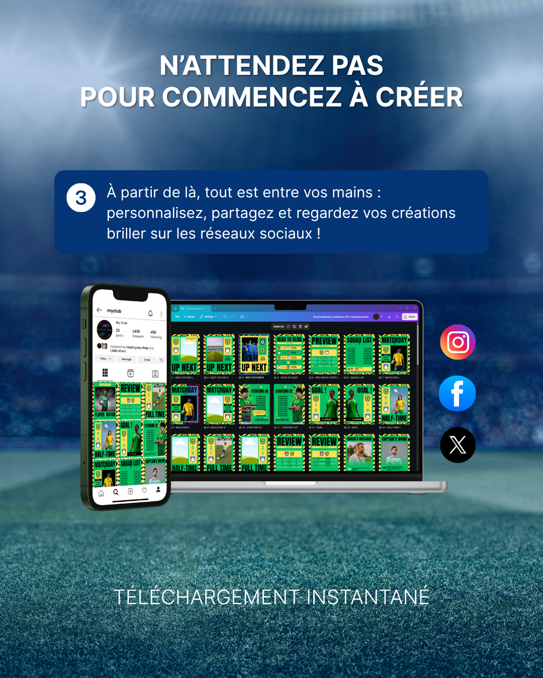 Templates pour réseaux sociaux | Football • Tous les sports | Collection Tigre