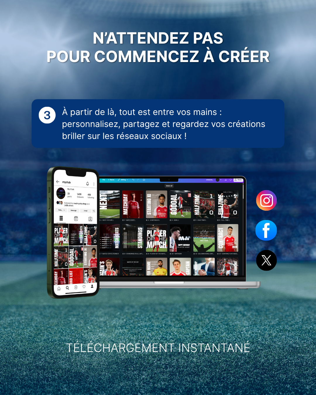 Templates pour réseaux sociaux | Football • Tous les sports | Collection Arsenal